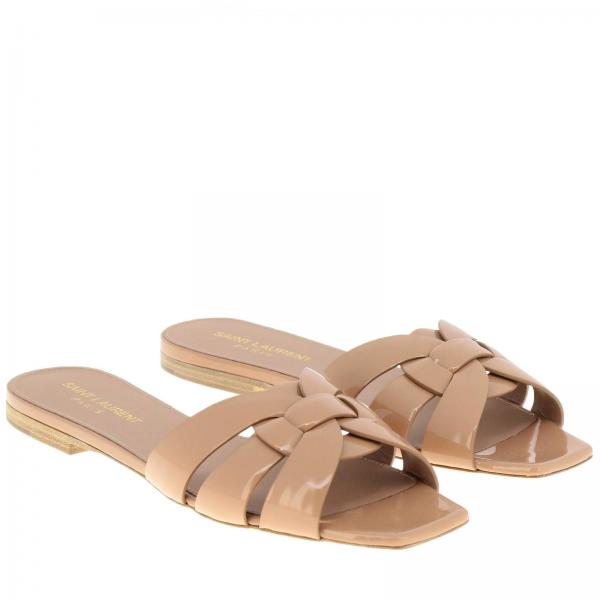 SAINT LAURENT: flat sandals for woman - Blush Pink | Saint Laurent flat ...