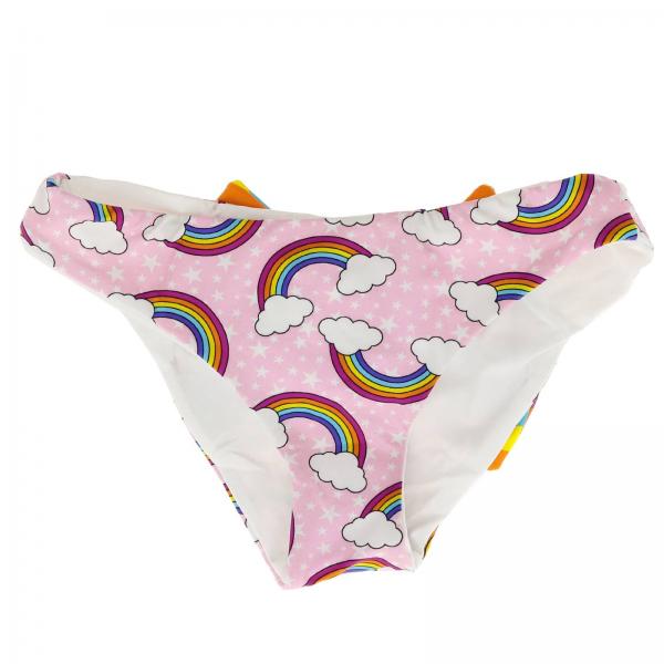 Costume Madame Rainbow Rain 21 MC2 Saint Barth con stampa rainbow all over e maxi fiocco