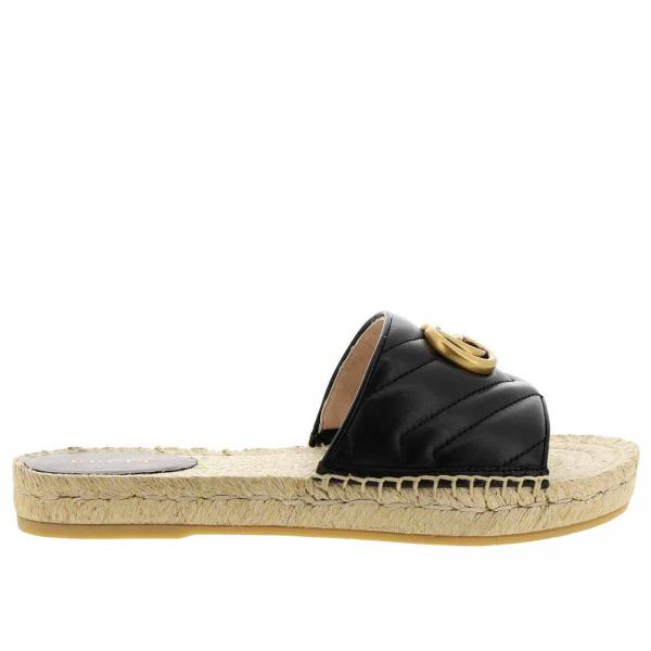 gucci flat sandals black