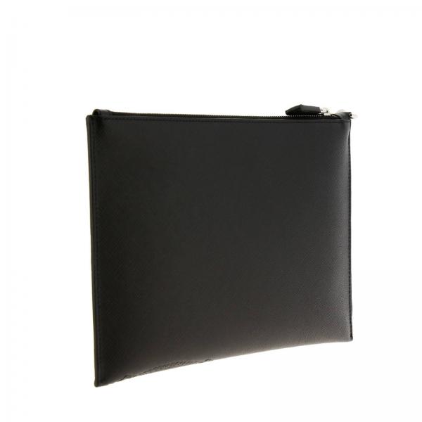 2nh005 Saffiano Prada Uomo NeroPochette 2mb8 In Portadocumenti Impresso Con Logo Cartiglio Pelle nw0ZPkXON8