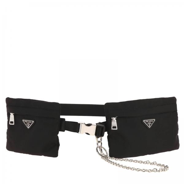 Utility nylon pouch with triangular Prada logo | Belt Prada Men Black