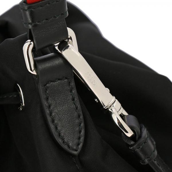 Prada NeroBorsa 1be027 Donna A Logo Tracolla Obo Secchiello Borchie Nylon New E Vela Borse 2byb Metalliche Con Triangolare In SVqGMUzp