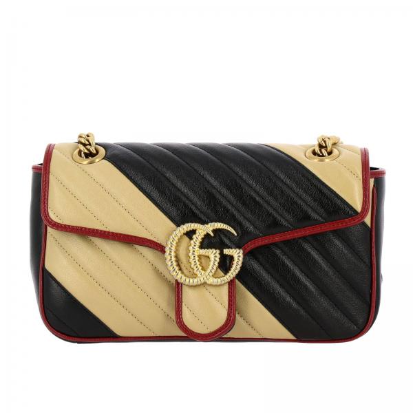 Borsa GG Marmont Gucci small in pelle trapuntata con motivo chevron e piping