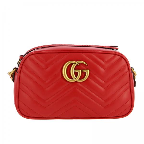 GUCCI: GG Marmont bag genuine leather camera bag with quilted chevron ...