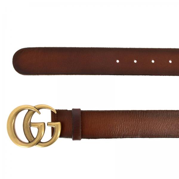 GUCCI: Leather belt with GG metallic monogram | Belt Gucci Women ...