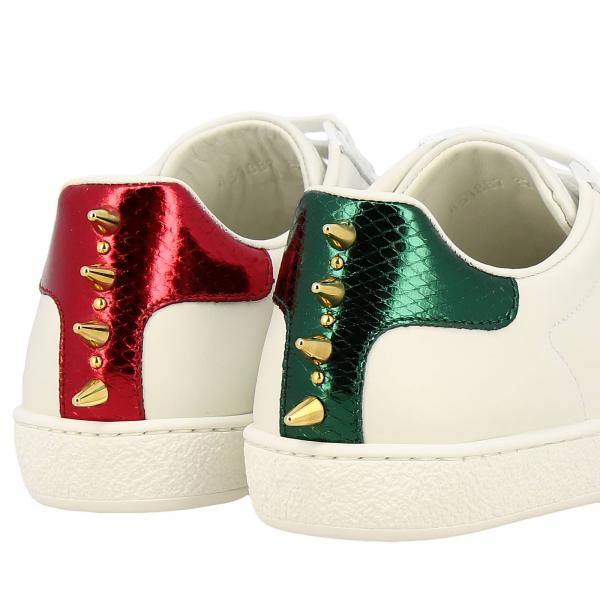 GUCCI: New Ace lace up smooth leather sneakers with Web straps maxi ...