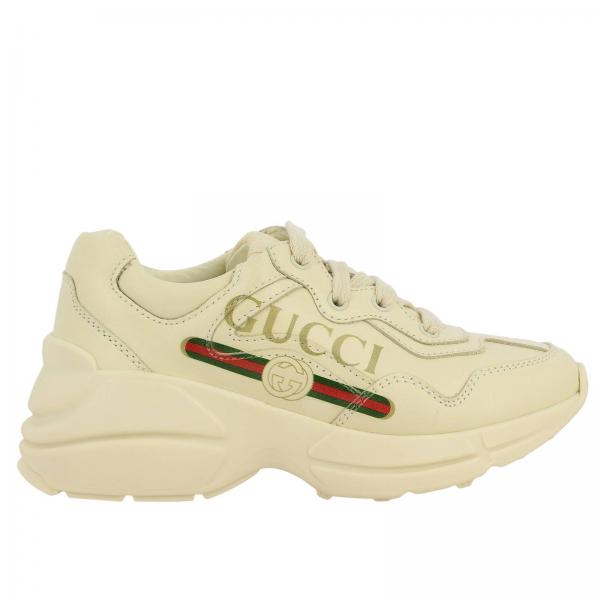 GUCCI: GG Supreme sneakers with Web bands | Shoes Gucci Kids White ...