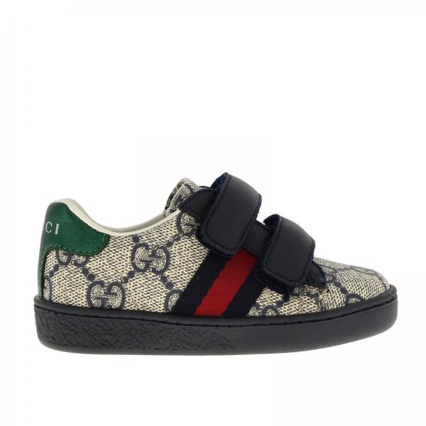 GUCCI: Ace Supreme sneakers with web straps and double buckles - Blue ...