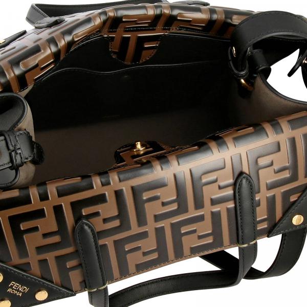 A72a Con FendiBorsa Dettagli Pelle Opaca Tote Borse In Ff Small A Tracolla Flip Donna 8bt302 QoedCBrxW