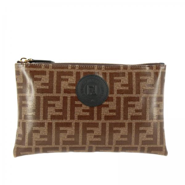FENDI: Medium clutch bag in vitrified leather with FF maxi print by and ...