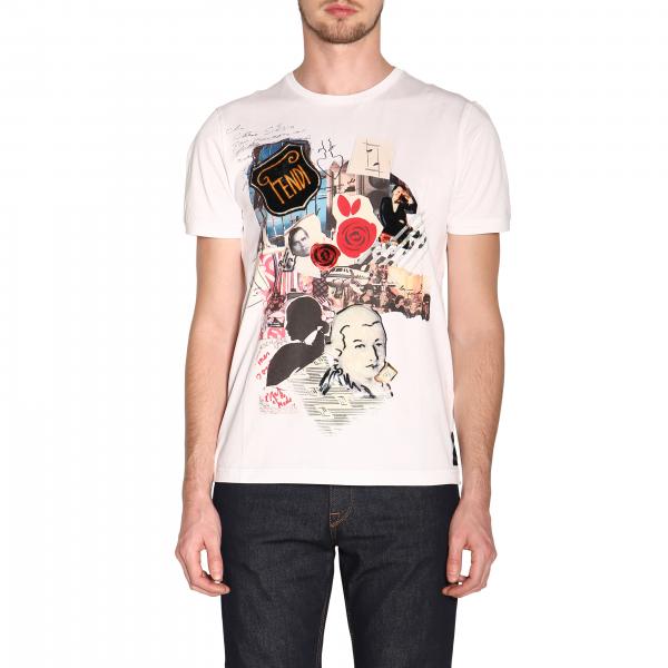 FENDI: t-shirt for man - White | Fendi t-shirt FY0894 A9IQ online at ...