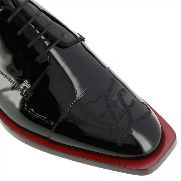 Guardolo A Ff Con Scarpe NeroDerby Vernice E Karl Contrasto In Stringate 7l1263 Uomo Fendi Ricamo Logo A8pc KFTlc1J3