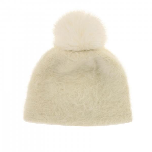 Max Mara Outlet: Nada hat in Alpaca and Angora with fur pompom - White