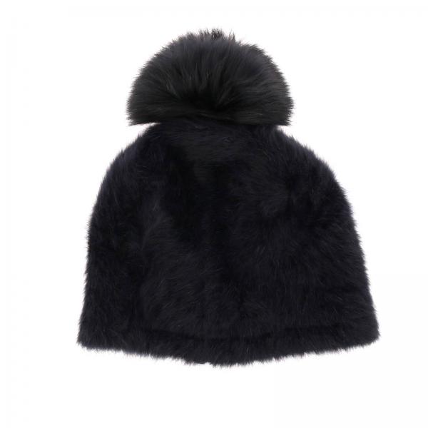 Max Mara Outlet: Nada hat in Alpaca and Angora with fur pompom - Black ...