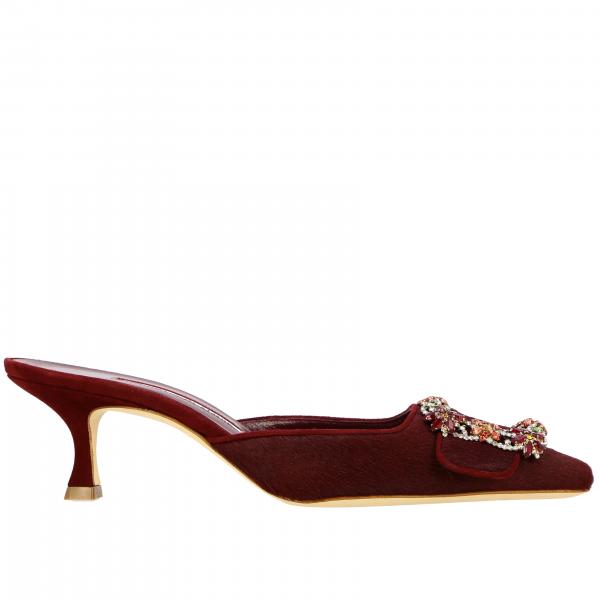 Maysale crystal mule tacco 50 cavallino con fibbia multicolor