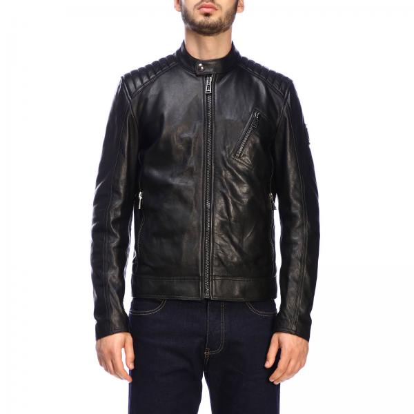 Belstaff Outlet: V racer biker leather jacket - Black | Belstaff jacket ...