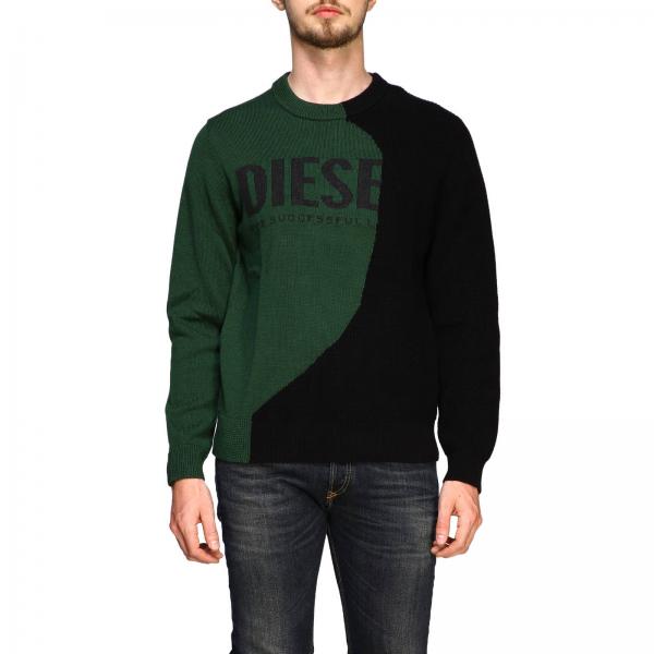 Diesel Outlet: crew neck pullover with maxi logo - Forest Green ...