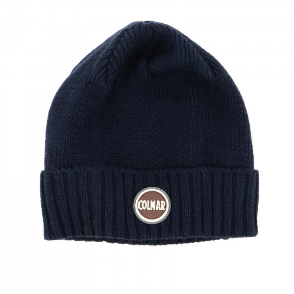 Colmar Outlet: hat in ribbed wool with logo - Navy | Colmar hat 5092 ...