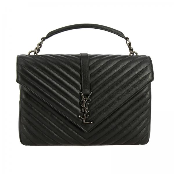 SAINT LAURENT big college Monogram bag in quilted leather Black