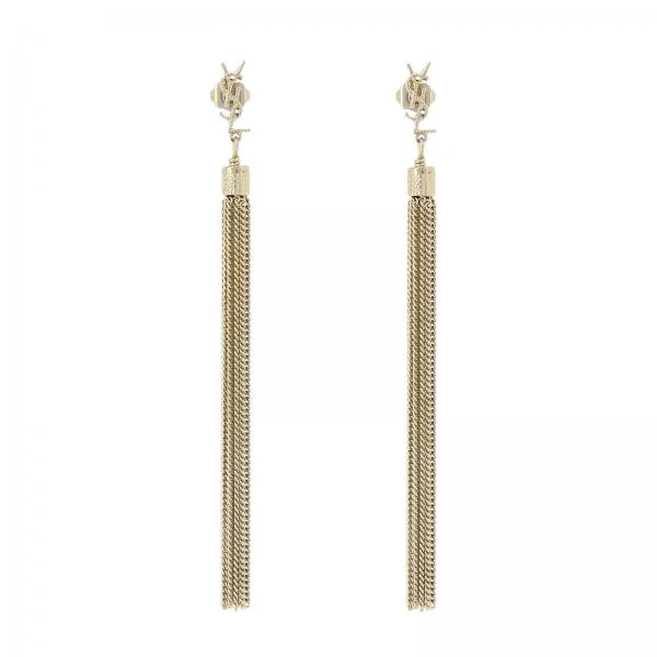 SAINT LAURENT: Monogram "YSL" earrings with micro metal fringes | Jewel Saint Laurent Women Gold