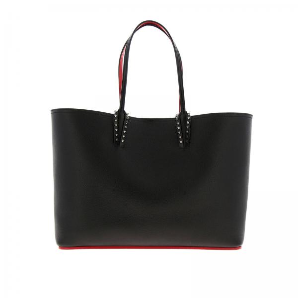 Cabata Empire Paris Christian Louboutin large shopping bag in textured leather with metal studs