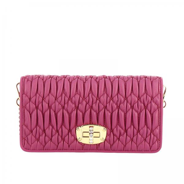 MIU MIU: Miu shoulder bag in matelassè leather - Cyclamen | Miu Miu ...