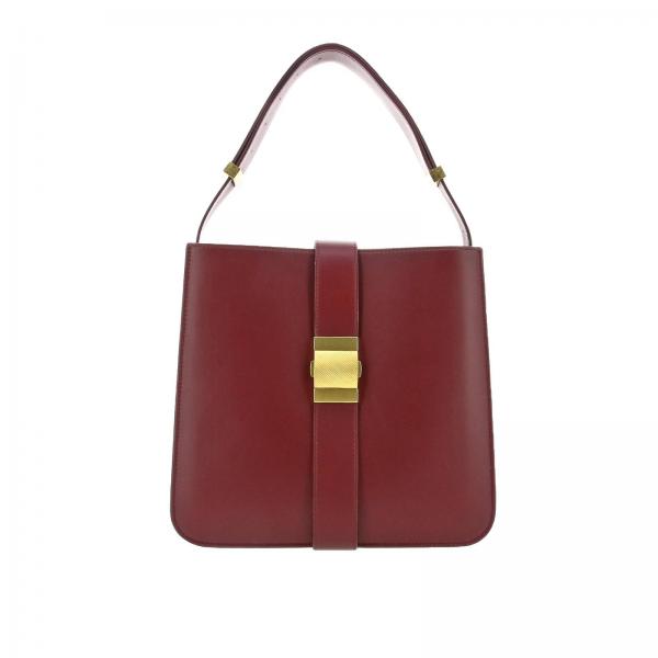 BOTTEGA VENETA: shoulder bag in smooth leather - Burgundy | Bottega ...