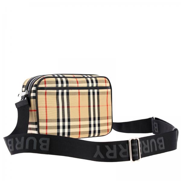 Borsa Camera bag Burberry in tessuto check e pelle Borsa A Tracolla Burberry Uomo Beige