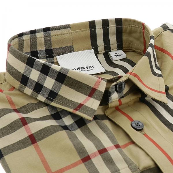 Burberry Outlet: classic check shirt with long sleeves - Beige ...