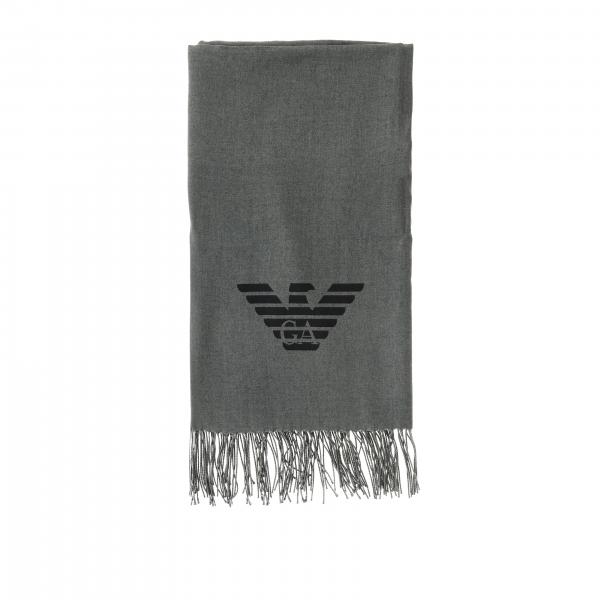 Emporio Armani Outlet: scarf for man - Charcoal | Emporio Armani scarf ...
