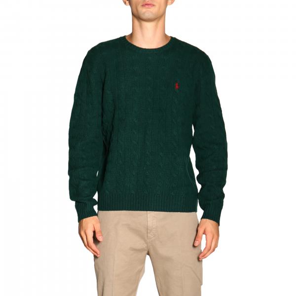 Crewneck knit wool and cashmere sweater with embroidered Polo Ralph Lauren logo