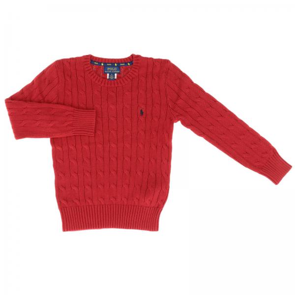 red and white polo sweater