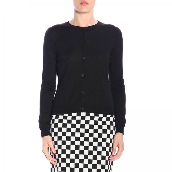 Cardigan Boutique Moschino a girocollo in lana con bottoni a forma di fiori di carte