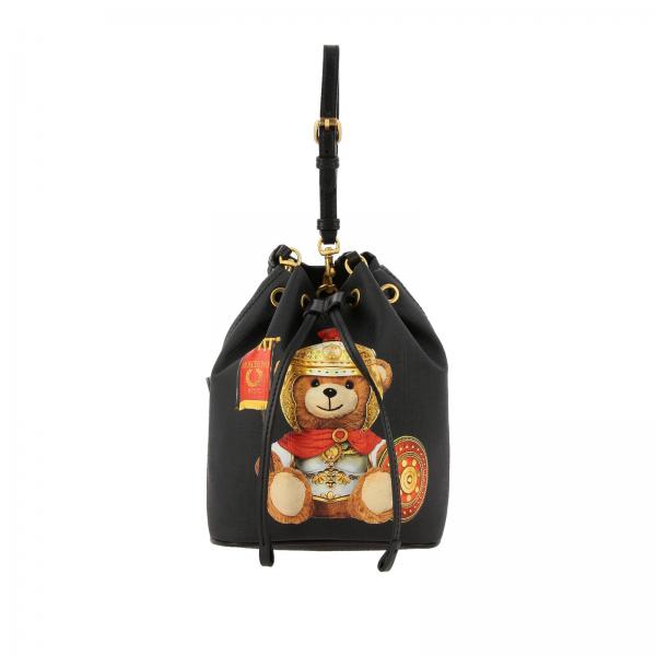 Borsa Moschino Couture a secchiello in pelle sintetica con Teddy gladiatore