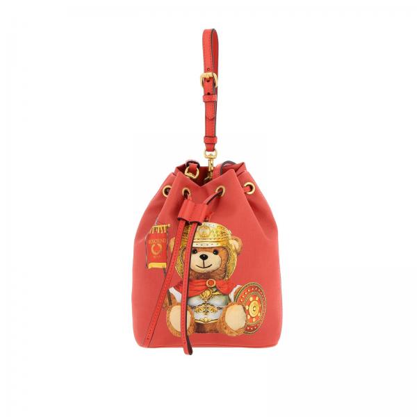 Borsa Moschino Couture a secchiello in pelle sintetica con Teddy gladiatore