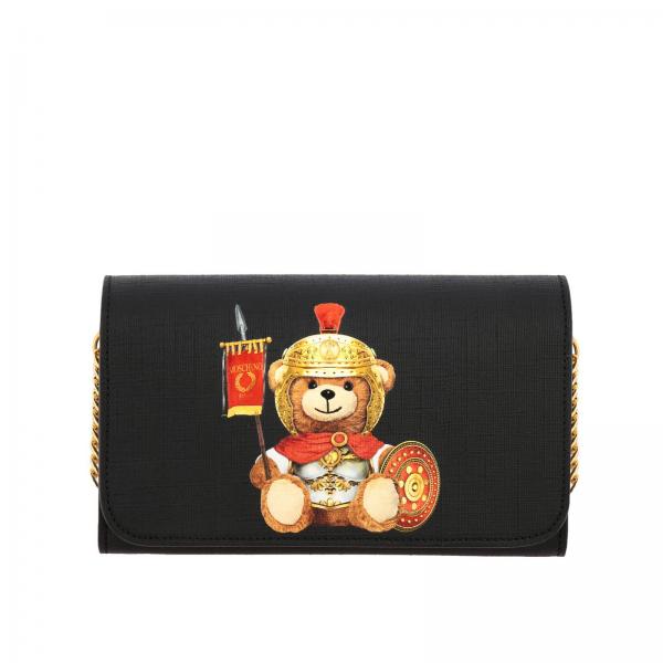 Borsa Moschino Couture a tracolla in pelle sintetica con stampa Teddy gladiatore