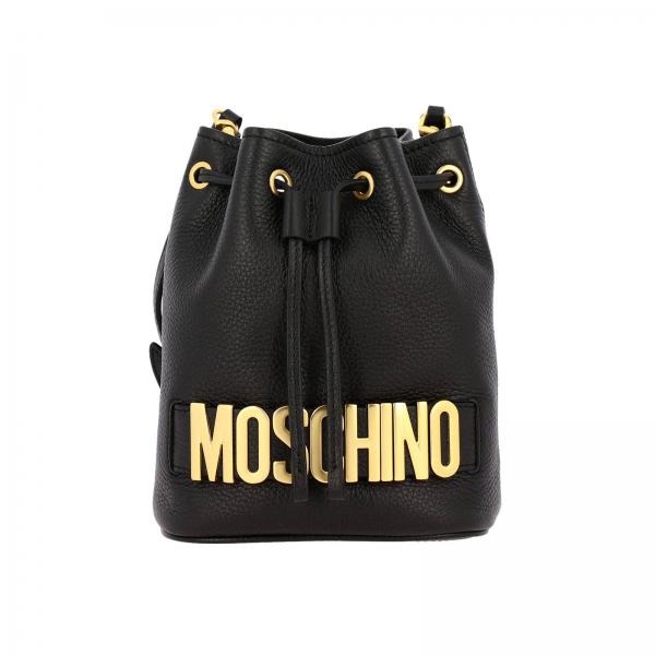 Moschino Couture Outlet: bucket bag in genuine leather with maxi ...
