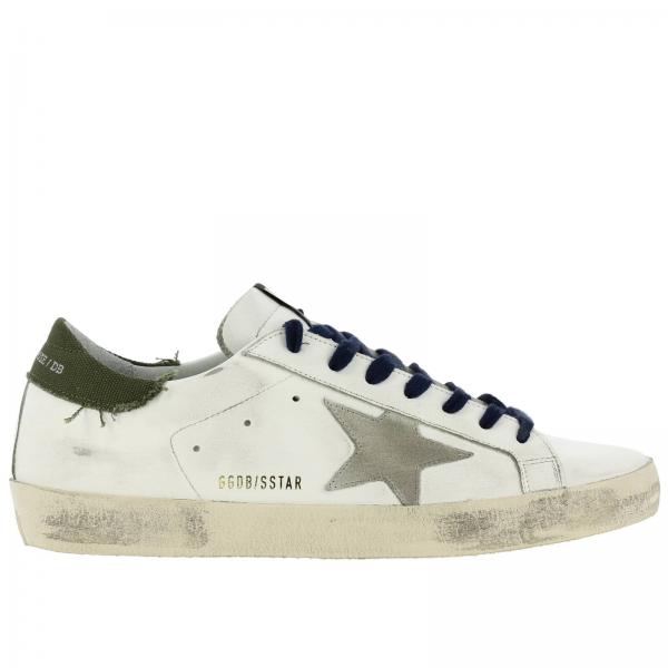 Sneakers Superstar Golden Goose in pelle con stella in camoscio e tallone in tela