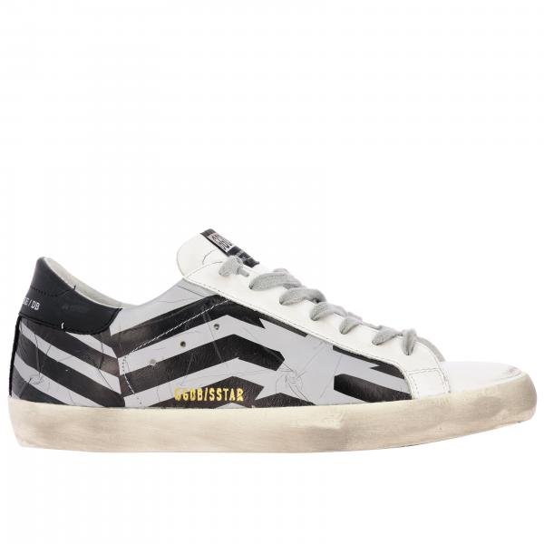 Sneakers Superstar Golden Goose in camoscio e pelle stampata a righe