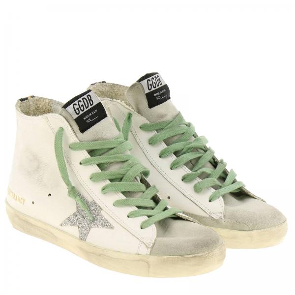 Golden Goose Outlet: Baskets montantes Francy en cuir avec étoile