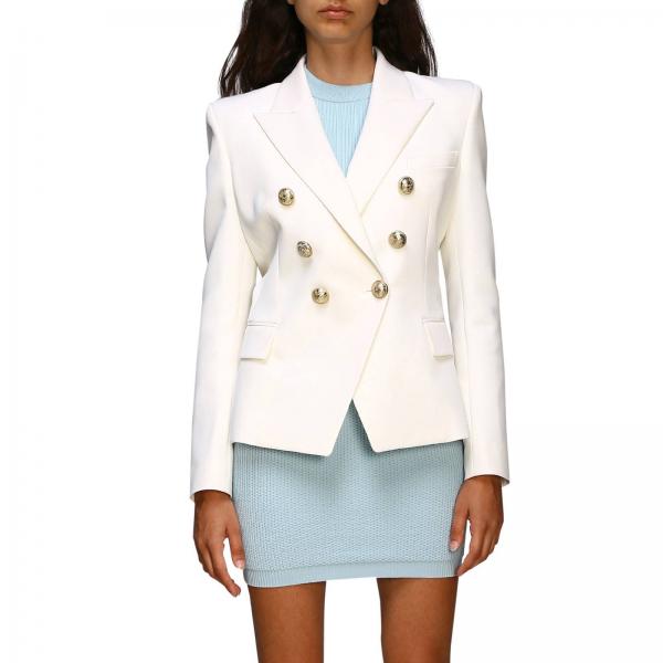 BALMAIN: double-breasted wool jacket with jewel buttons | Jacket ...