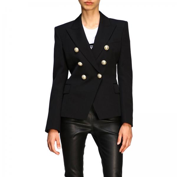 Balmain Outlet: double-breasted jacket with jewel buttons | Blazer ...