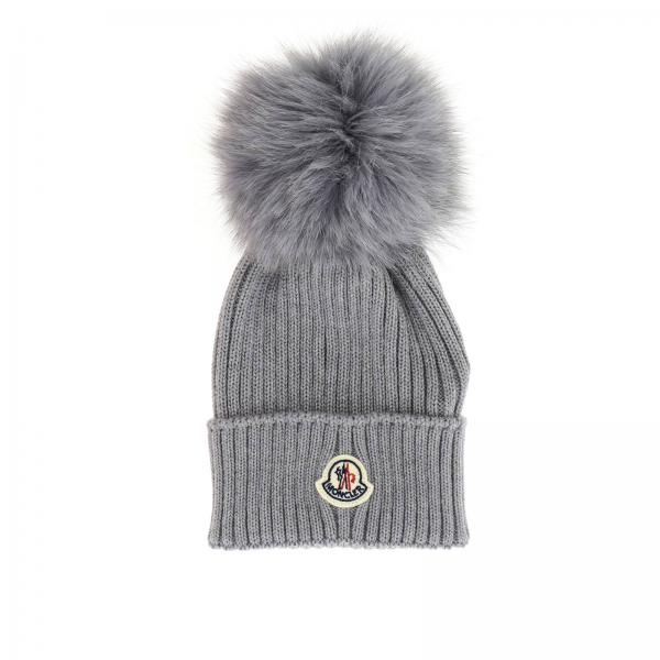 MONCLER: girls' hats for kids - Grey | Moncler girls' hats 00256 04S01 ...