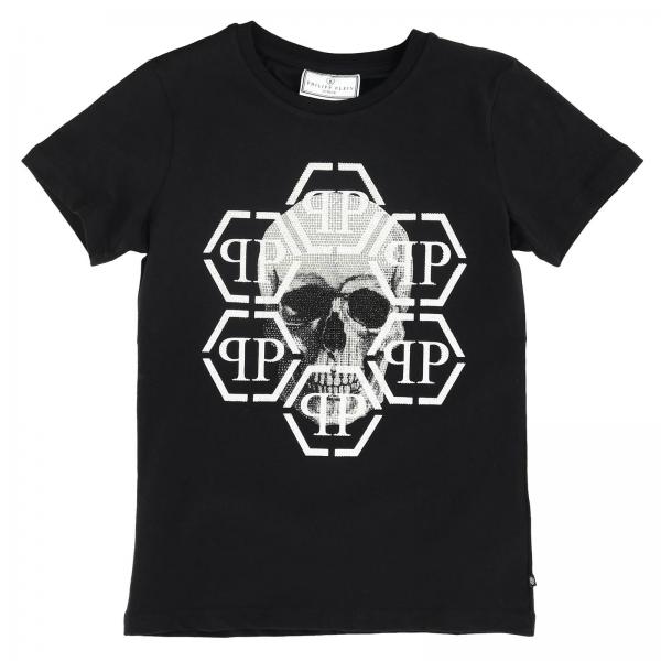 Philipp Plein T-Shirt mit Rundhalsausschnitt und Maxi-Strass-Totenkopf