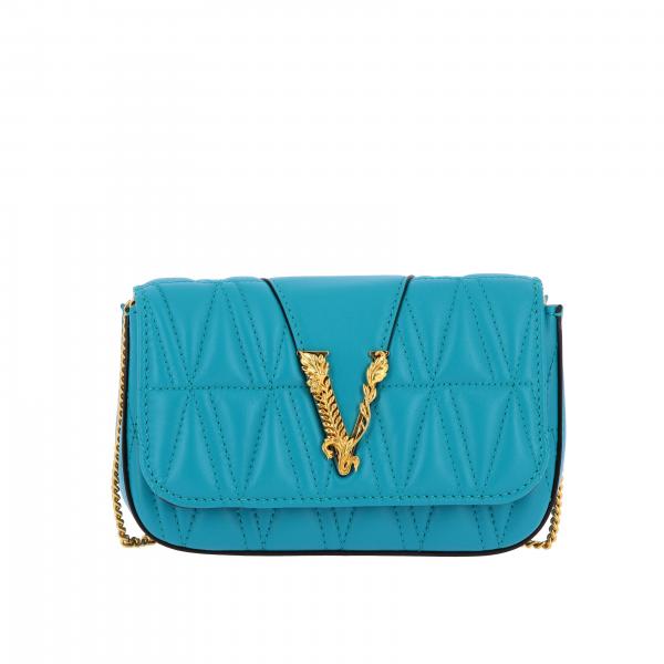 Versace Outlet: Shoulder bag women - Gnawed Blue | Mini Bag Versace ...