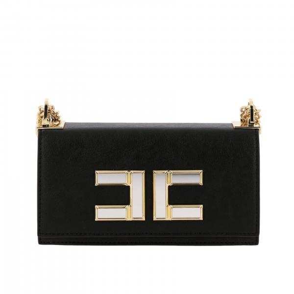 Borsa mini a tracolla Elisabetta Franchi in pelle sintetica con logo specchiato