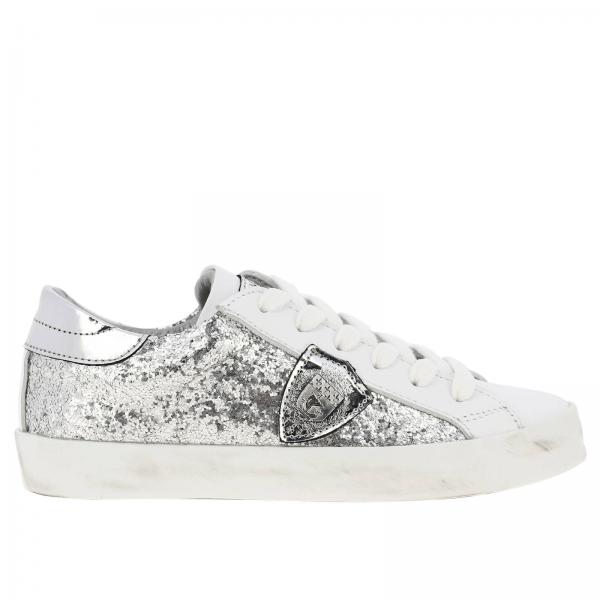 Sneakers Paris stringata in tessuto glitter e pelle