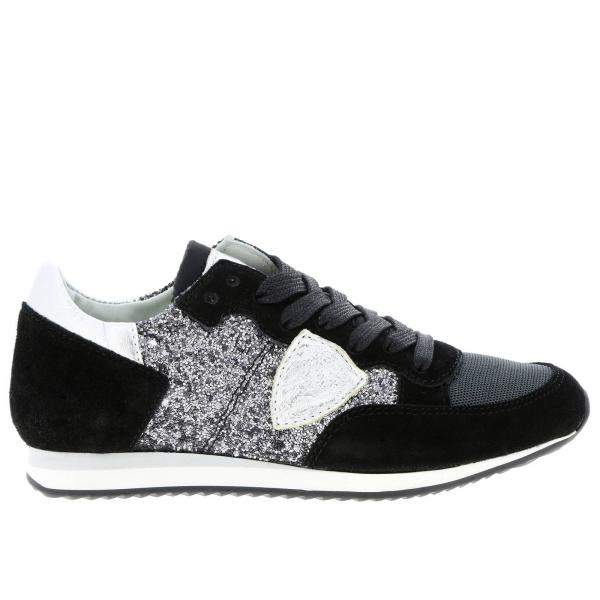 Sneakers Tropez Philippe Model in camoscio pelle laminata e glitter