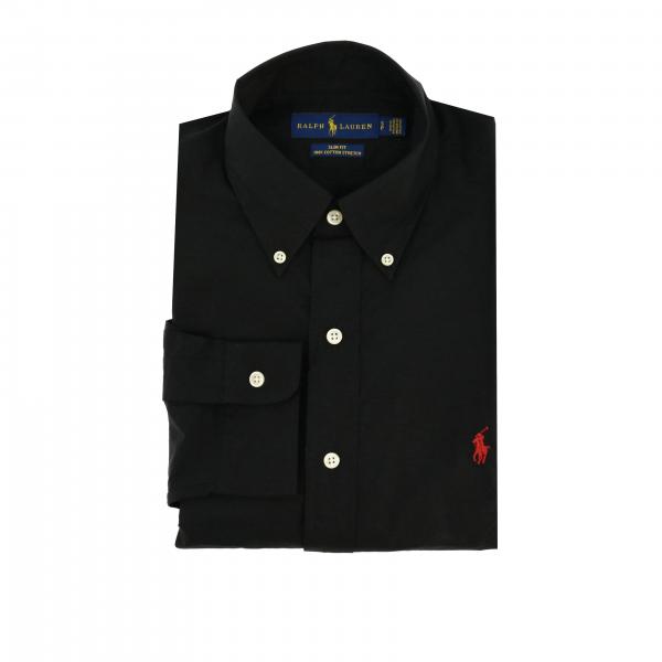 Natural stretch custom fit shirt with button down collar and Polo Ralph Lauren logo