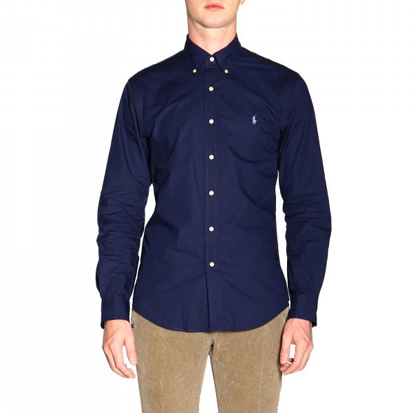 Natural stretch custom fit shirt with button down collar and Polo Ralph Lauren logo